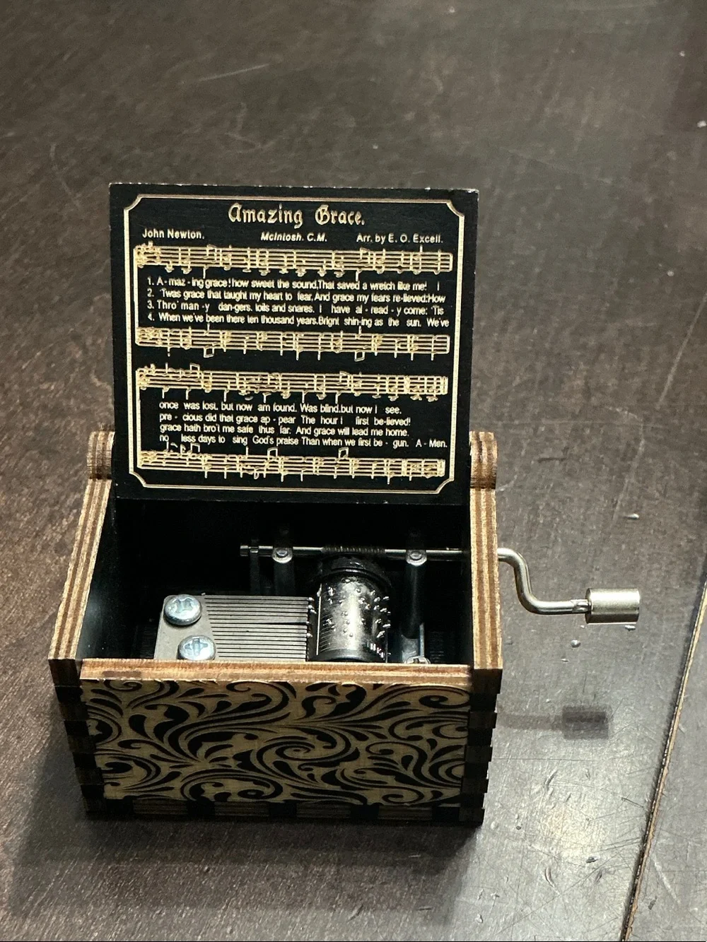 Hand-Crank Wooden Music Box - 